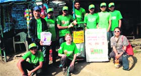 Volunteers of Waste Warriors during a cleanliness drive in Dehradun on Tuesday.