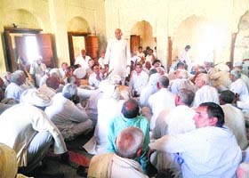 Brainstorming: Members of the Petwar tapa hold a meeting in Thurana village of Hisar district on Tuesday