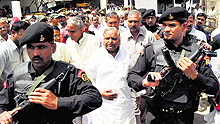 SP chief Mulayam Singh Yadav on his way to file nomination papers in Azamgarh on Tuesday