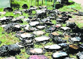 Burnt files and official records outside the HRTC regional office in Una