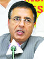 Randeep Singh Surjewala in Jalandhar on Wednesday.