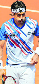 David Ferrer grimaces during his match against Teymuraz Gabashvili at the Barcelona Open on Wednesday.