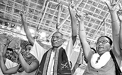 Benedict Alok Areng with his supporters in the Guahati LS constituency