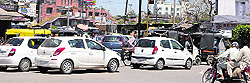 Traffic goes haywire in absence of cops at Hall Gate area in Amritsar on Friday