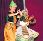 Bimbavati, famous Manipuri dancer, performs at a programme organised by SpicMacay in Dehradun on Friday. A Tribune photograph