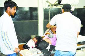 The injured driver being treated at Government Medical College Hospital in Jammu on Friday
