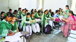 Schools do not have sufficient number of teachers to restrict the number of students per teacher to 30. Photo: Inderjeet Verma