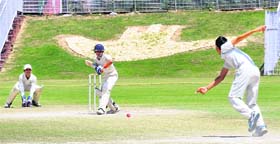 Players in action during a match of the State Bank of Bikaner and Jaipur Cricket Cup at Cricket Stadium, Sector 16, Chandigarh, on Saturday