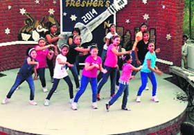 Children perform during a freshers' party at Unison World School in Dehradun on Friday