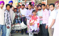 Independent candidate Jai Parkash Jain at Jagraon. A Tribune photograph