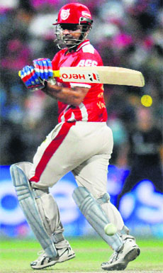 Virender Sehwag (37) plays a shot at the Sheikh Zayed Stadium on Saturday.