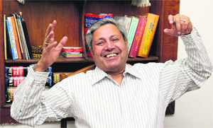 Former UT Chief Engineer KK Jerath is all smiles at his residence in Chandigarh. 
