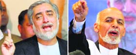 Former foreign minister Abdullah Abdullah (L) and ex-World Bank economist Ashraf Ghani will compete in a head-to-head vote after results from the April 5 election showed neither gained the 50 per cent needed for first-round victory.