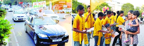 Supporters of the Aam Aadmi Party campaign in swanky cars; and (right) SAD candidate Manpreet Singh Ayali’s family seeks support for him in Ludhiana.