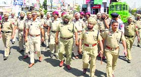 The Khanna police personnel sought residents cooperation to ensure violence-free elections.