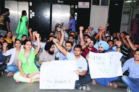 Doctors and students hold protest at Guru Nanak Dev Hospital in Amritsar on Tuesday