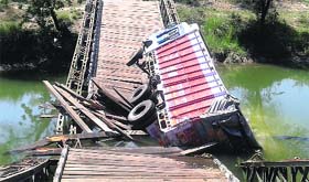 The collapsed bridge in Ferozepur.