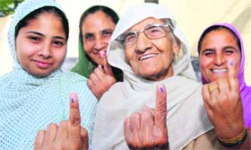 Voters are all smiles at Sohana village in Mohali on Wednesday