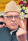 NC candidate Dr Farooq Abdullah in Srinagar on Wednesday