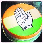 A cake bearing the Congress symbol on sale at a bakery in Ludhiana. A Tribune photograph