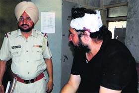 Akali worker Jaswinder Singh who was injured in a clash at Sangatpura village in Moga on Wednesday