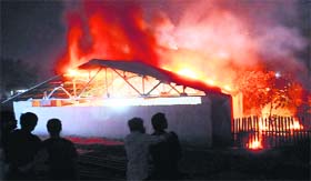 The railway underbridge that connects the main city area with Parasram Nagar caught fire on Thursday night.