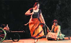 Artistes stage a play, The Licence, at Rock Garden in Chandigarh on Thursday. The play, directed by Neelam Man Singh Chowdhry, was sponsored by The Tribune Group of Publications. Tribune Photo: Pradeep Tewari