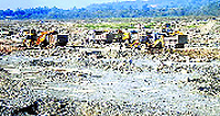 Illegal mining on in late evening hours on the Chakki riverbed