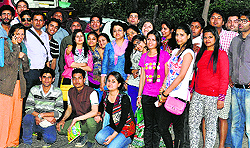 Students of the School of Journalism, CUHP, in Kinnaur during their education tour
