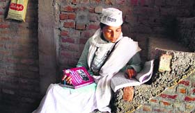 AAP candidate Jyoti Mann in Jalandhar on Thursday.