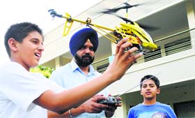 SAD leader Manpreet Ayali with his family in Ludhiana on Thursday.