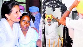 Preneet Kaur and Deepinder Dhillon (right) in Patiala on Thursday.