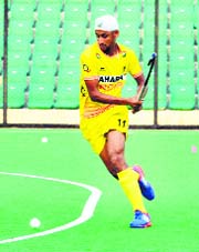 Mandeep Singh during a training session at Major Dhyan Chand National Stadium in New Delhi on Thursday.