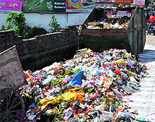 A heap of garbage in Dehradun city on Friday