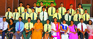 The newly elected prefects of St Judes School with staff members at the investiture ceremony in Dehradun on Friday