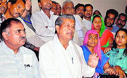 Chief Minister Harish Rawat wtih Dalit leaders who joined the Congress in Haridwar on Friday