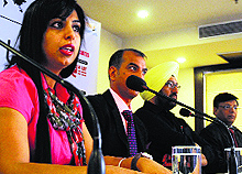 Organisers of the Prime Life Education and Immigration Exhibition address a press conference in Ludhiana