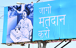A hoarding put up by the administration to motivate voters in Ludhiana