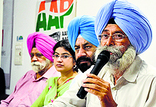 AAPs HS Phoolka addresses a press conference on launching Clean Ludhiana-Green Ludhiana and other social campaigns on Friday