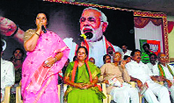 BJP candidate D Purandeswari during an election rally