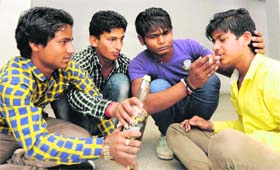 Volunteers of SPYM stage a play, ‘Pata na tha’, to raise awareness against drugs at Panjab University in Chandigarh on Saturday