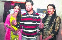 The cast of 'Dil Vil Pyaar Vyaar' in Jalandhar. A Tribune photograph 