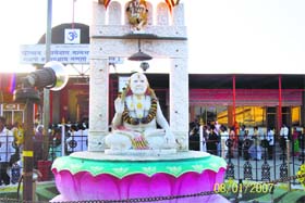 A statue of Guru Raghavendra at Mantralayam
