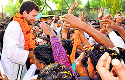 Congress vice-president Rahul Gandhi during an election campaign in Amethi on Saturday