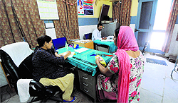 A doctors room, which also houses a pharma unit, at a dispensary in Khuda Lahora in Chandigarh.