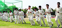 Players participate in the trials organised by the Panchkula District Association (affiliated to the Haryana Cricket Association) at Doon Public School, Sector 21, Panchkula. The trials were organised to shortlist players between 10 and 16 years for a three-month intensive training camp in collaboration with Cricket of Excellence Centre, Barwala