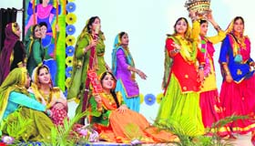 Students of Army College of Nursing perform during the 9th annual day celebrations in Jalandhar on Sunday