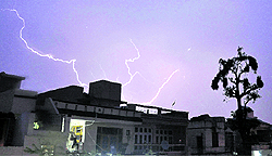 Lightning strikes in Jammu on Sunday