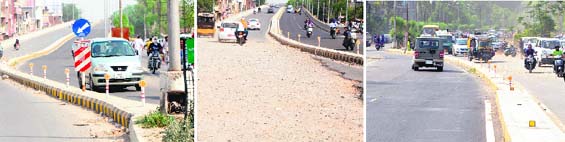 A view of the sharp turns at the Kitchlew Chowk flyover in Amritsar. Photos: Vishal Kumar