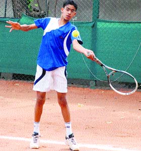 Vikram Aditya Singh Kadian in action during a match of the boys and girls combined junior U-12 category in Panchkula on Monday